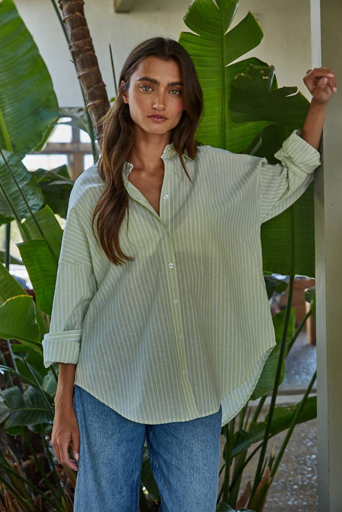 Woven Striped Button-down Shirt