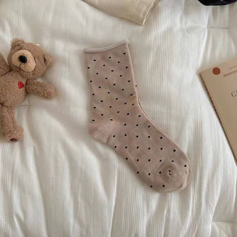 Ladies Polka Dot Knit Midi Sock