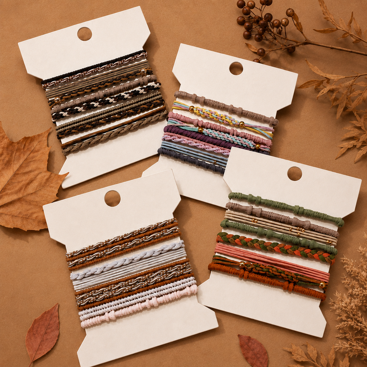 Boho Multi-Style Hair Tie Bracelet Set