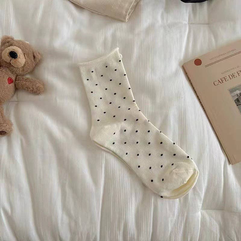 Ladies Polka Dot Knit Midi Sock