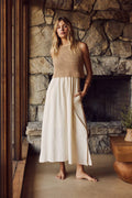 CHUNKY SWEATER TWOFER MIDI DRESS