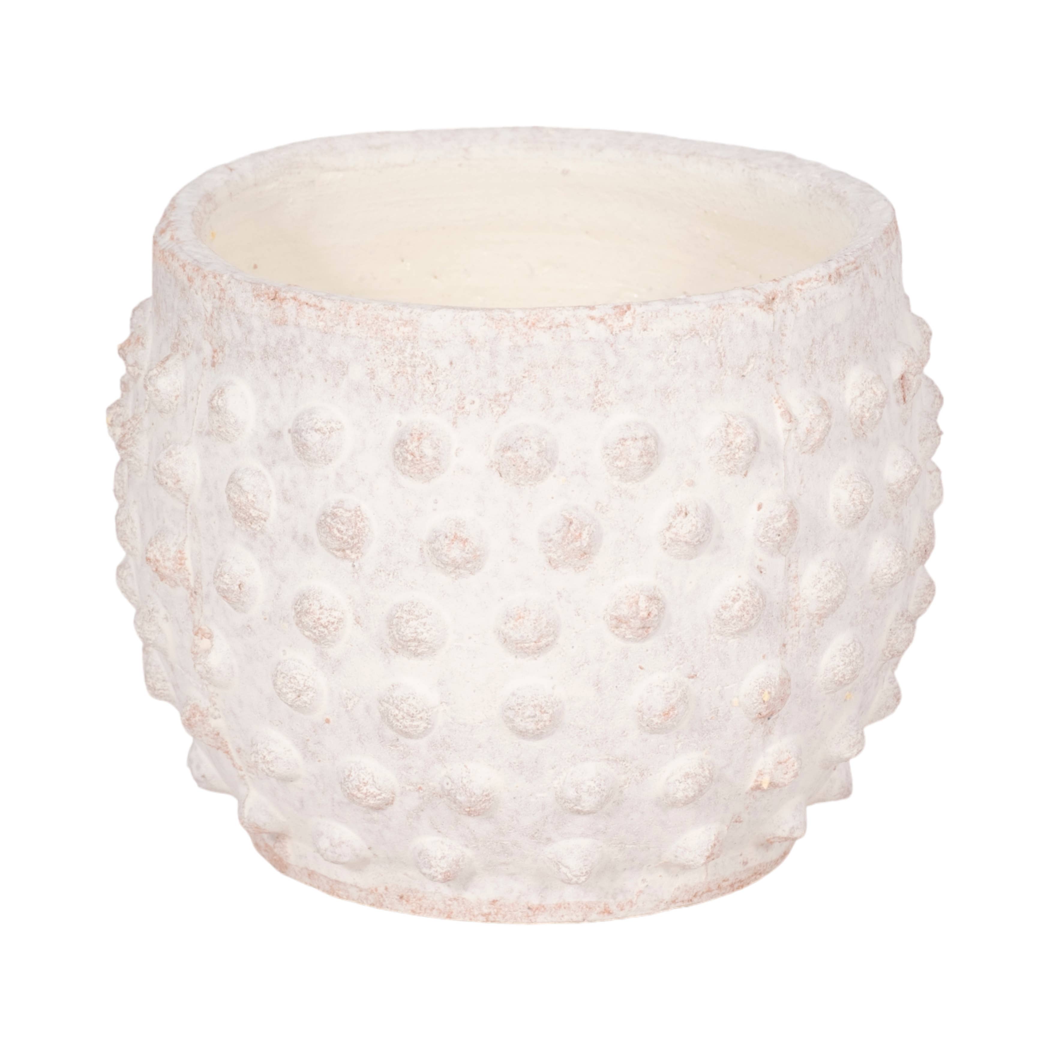 Planter - White Terracotta Round Bubble Rough Finish, 6 in.