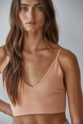 Seamless Ribbed Triangle Chest Spaghetti Strap Brami