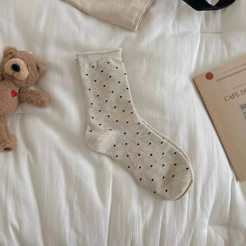 Ladies Polka Dot Knit Midi Sock