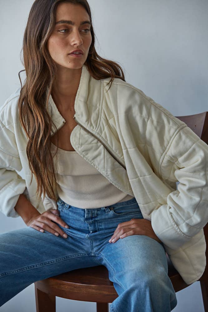 Long Sleeve Quilted Washed Jacket