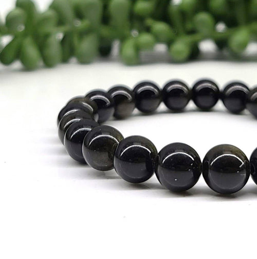 Black Obsidian Bracelet Stretchable 8mm Beads