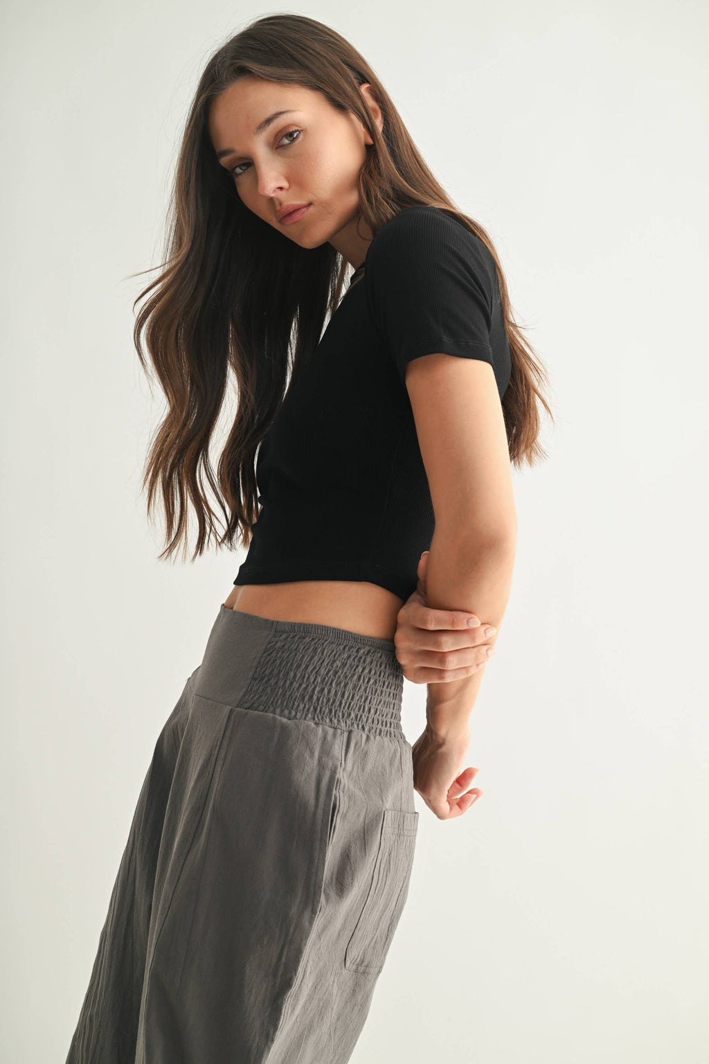 Essential Micro-Ribbed Athleisure Baby Tee