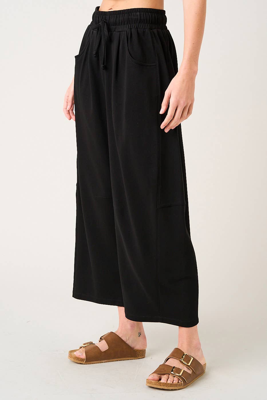 COTTON BARREL LEG PANTS
