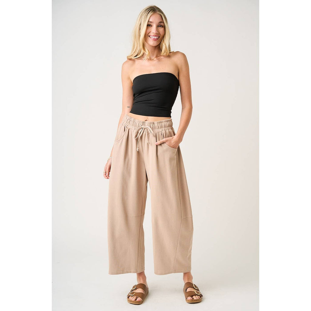 COTTON BARREL LEG PANTS