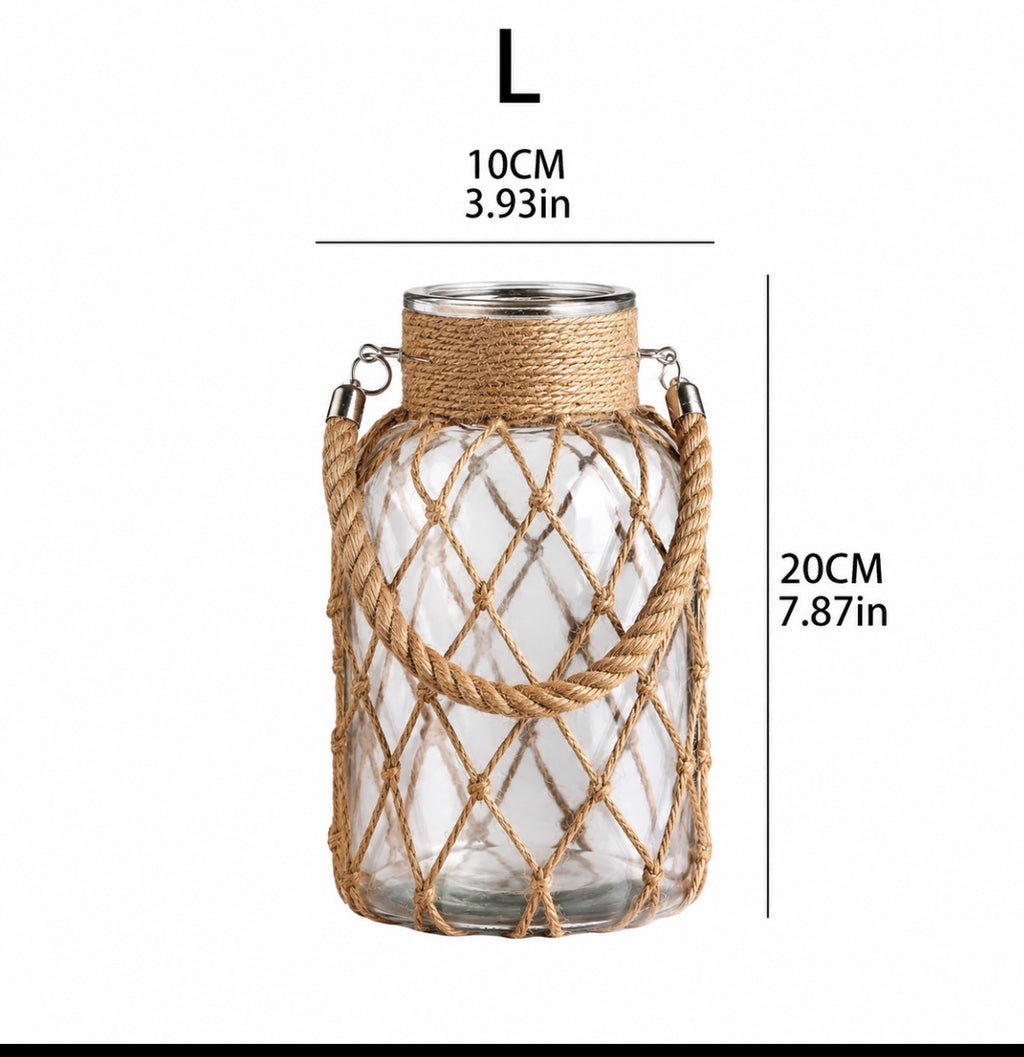 Jute Glass Lantern Vases