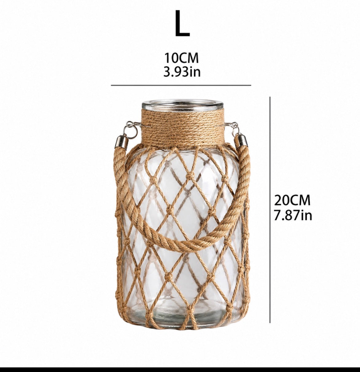 Jute Glass Lantern Vases