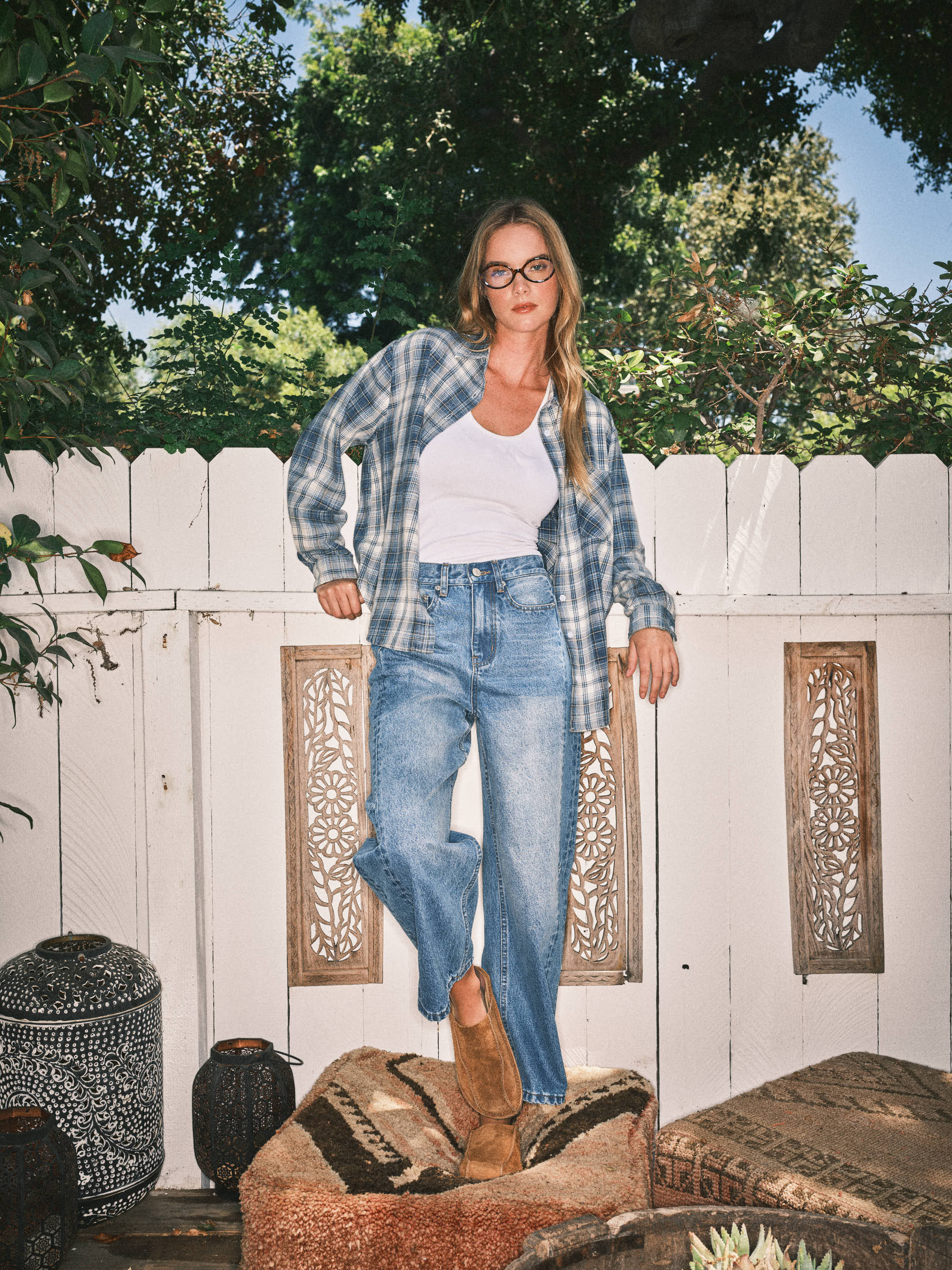 WASHED COTTON PLAID SHIRT