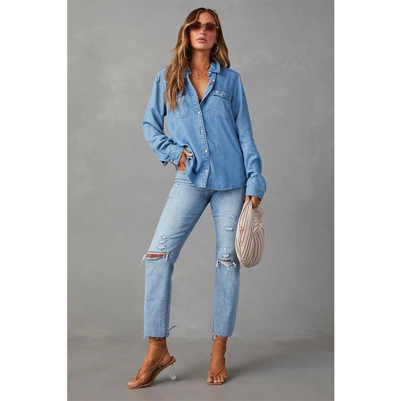 Collared Denim Shirt