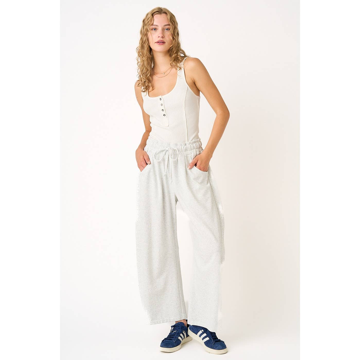 COTTON BARREL LEG PANTS