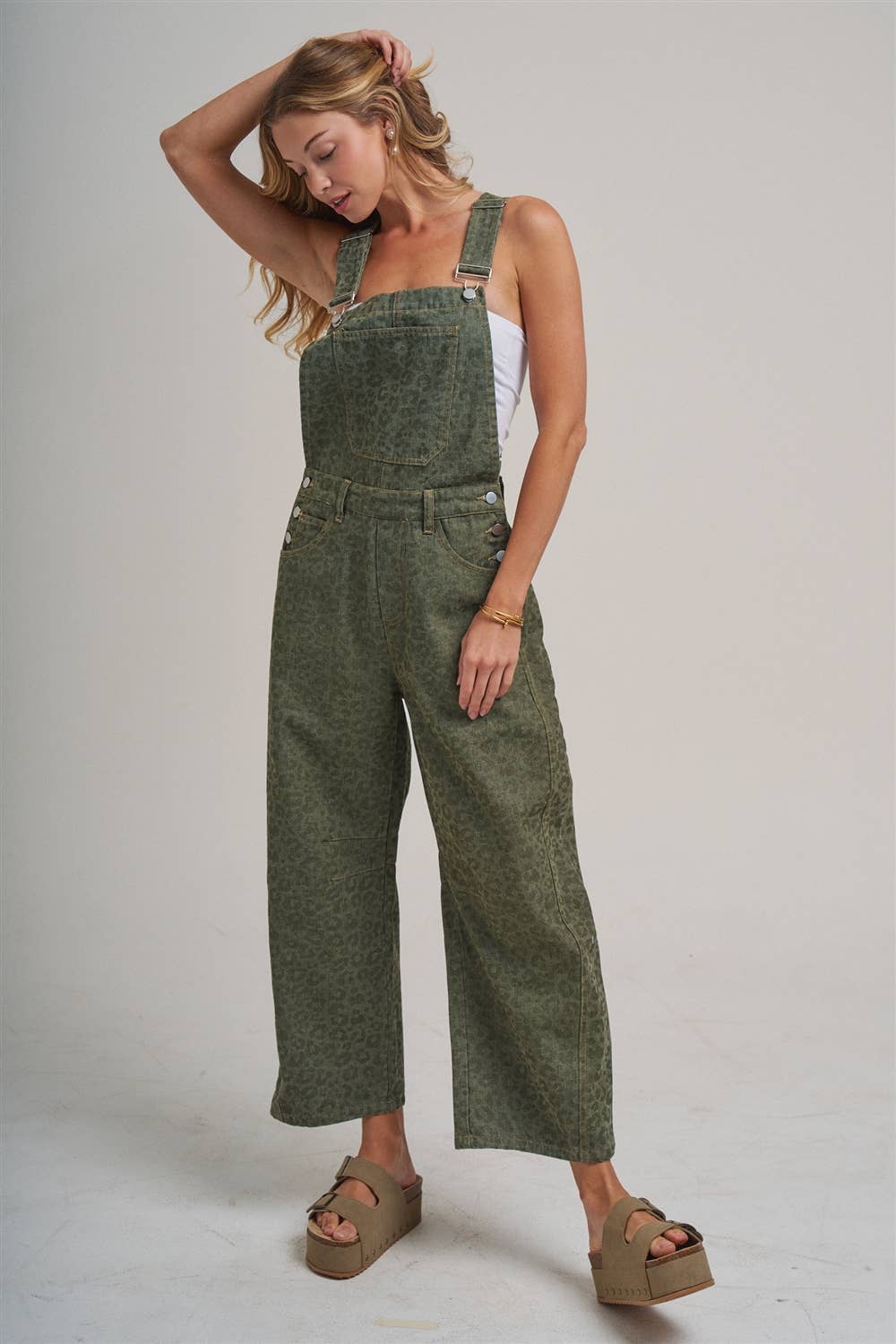 VINTAGE LEOPARD OVERALL JUMPSUIT WITH BARREL LEG