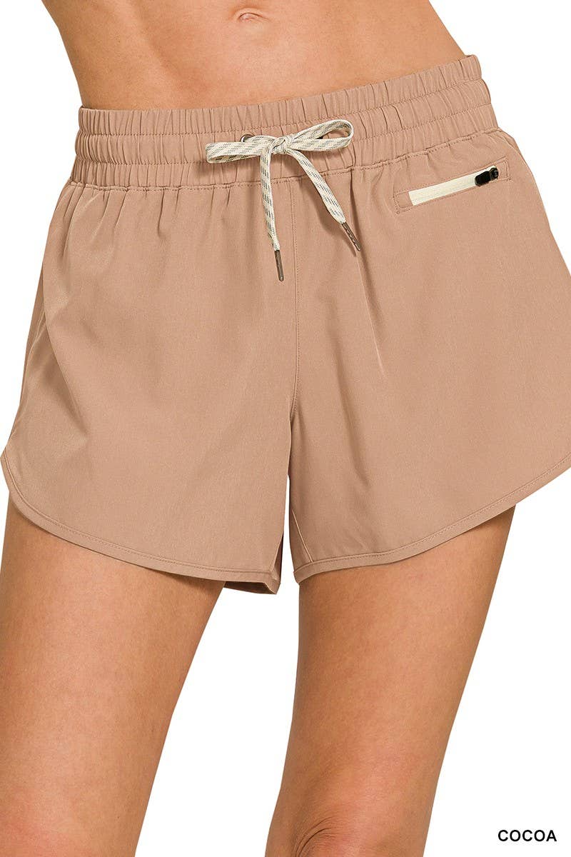 Soft Woven Lined Shorts With Zip Coin Pocket