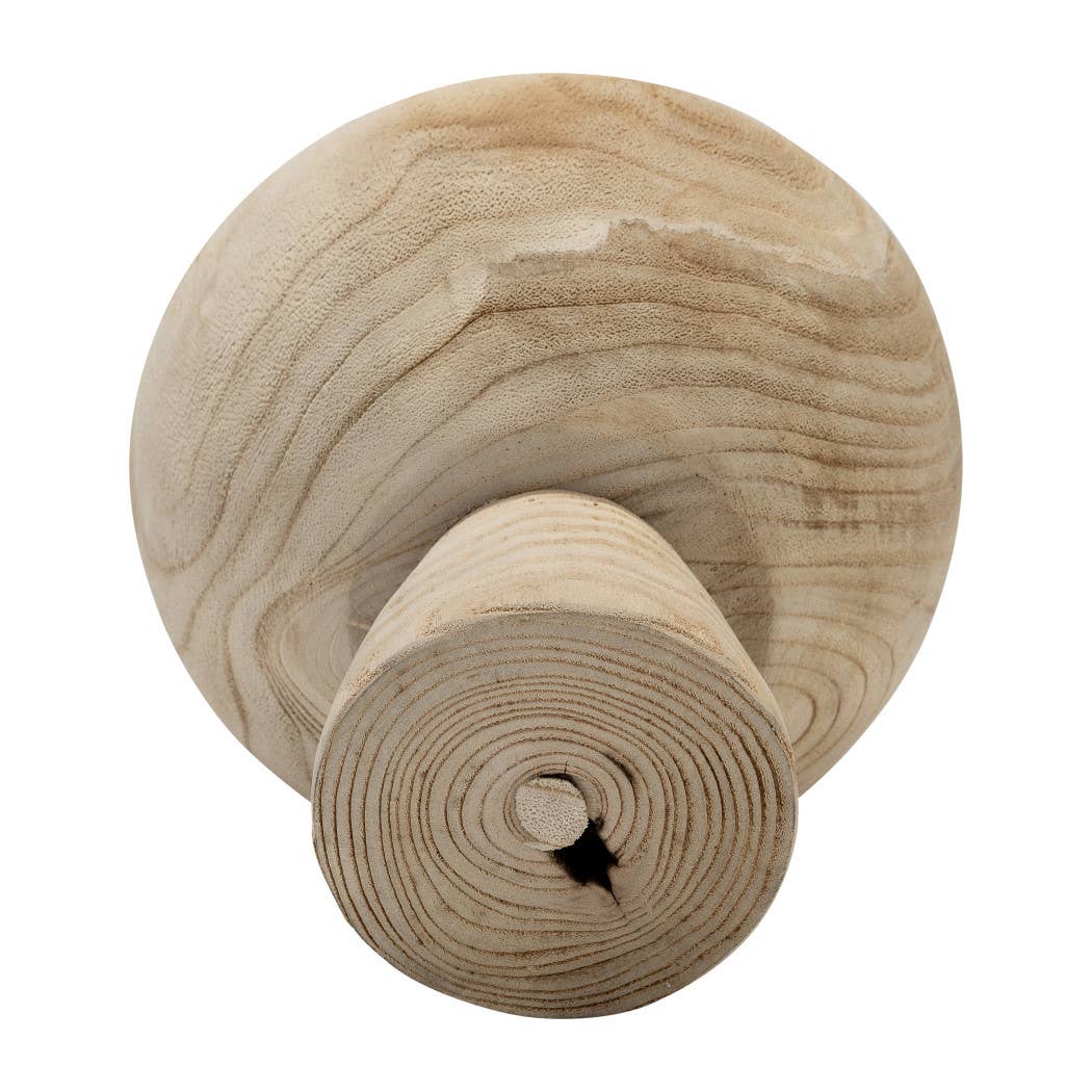 Bowl - Brown Paulownia Wood with Pedestal Base, 8 in.