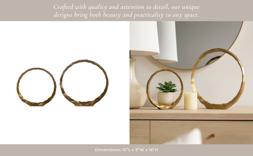 Decorative Rings - Gold Metal Hammered, 14/16 in.