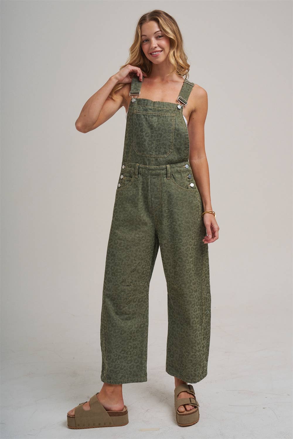 VINTAGE LEOPARD OVERALL JUMPSUIT WITH BARREL LEG