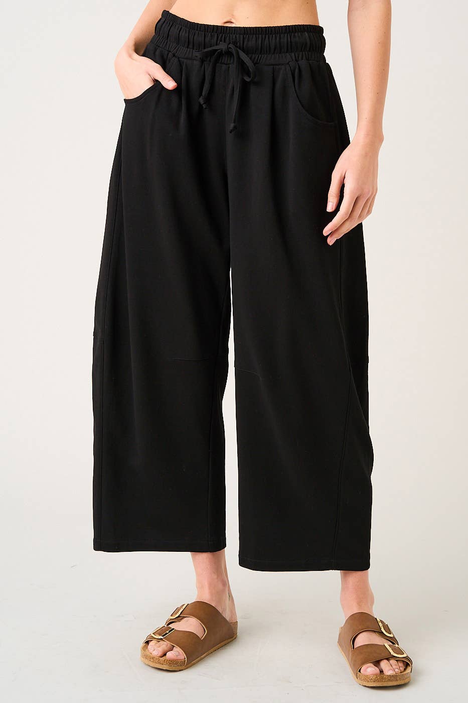 COTTON BARREL LEG PANTS