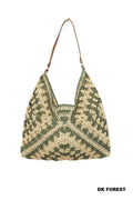 Vintage Woven Straw Crochet Bucket Shoulder Bag