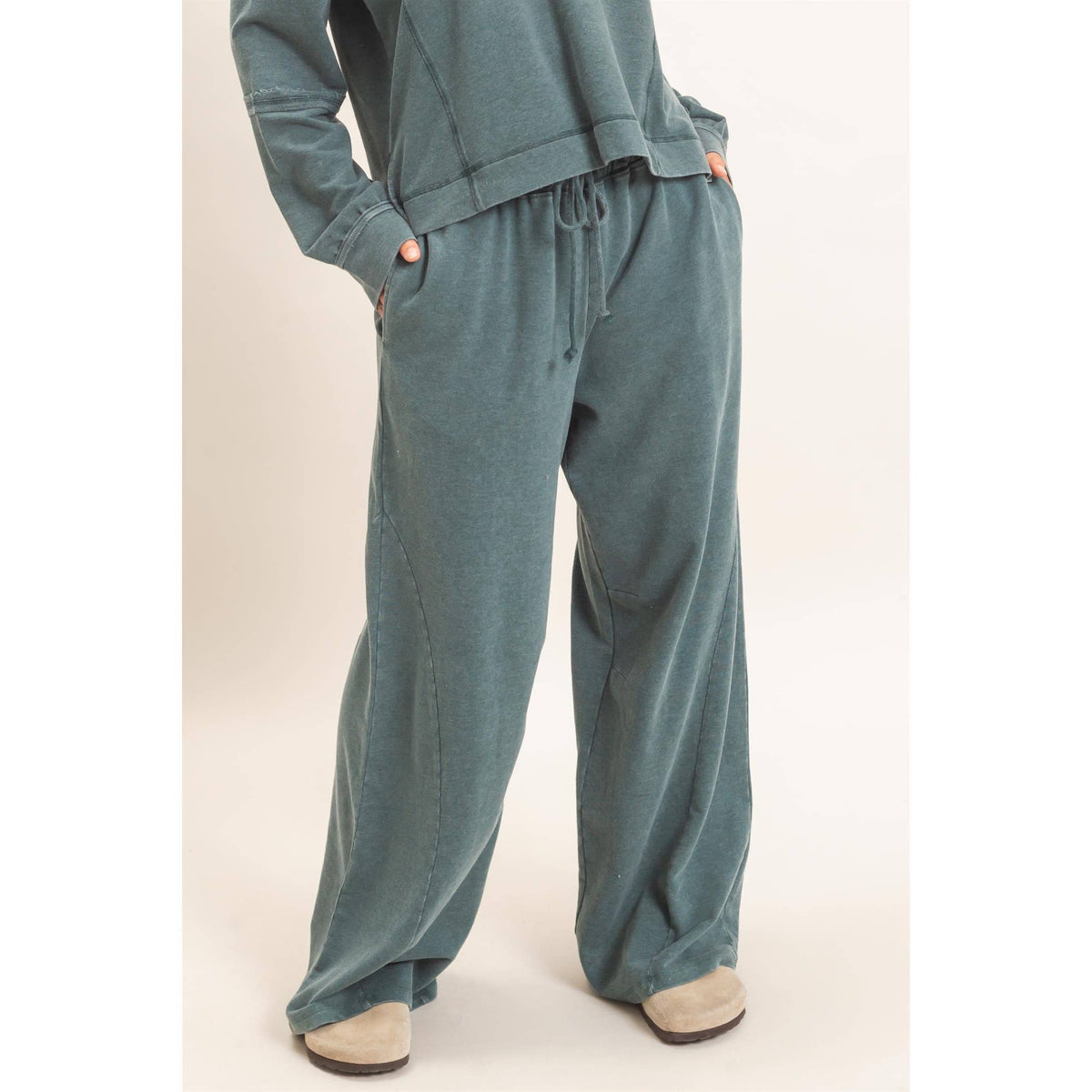 Mineral Washed Wide Leg Pants