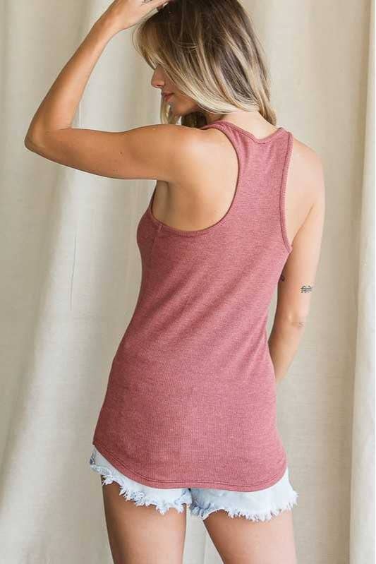 Button Ribbed Tank Top