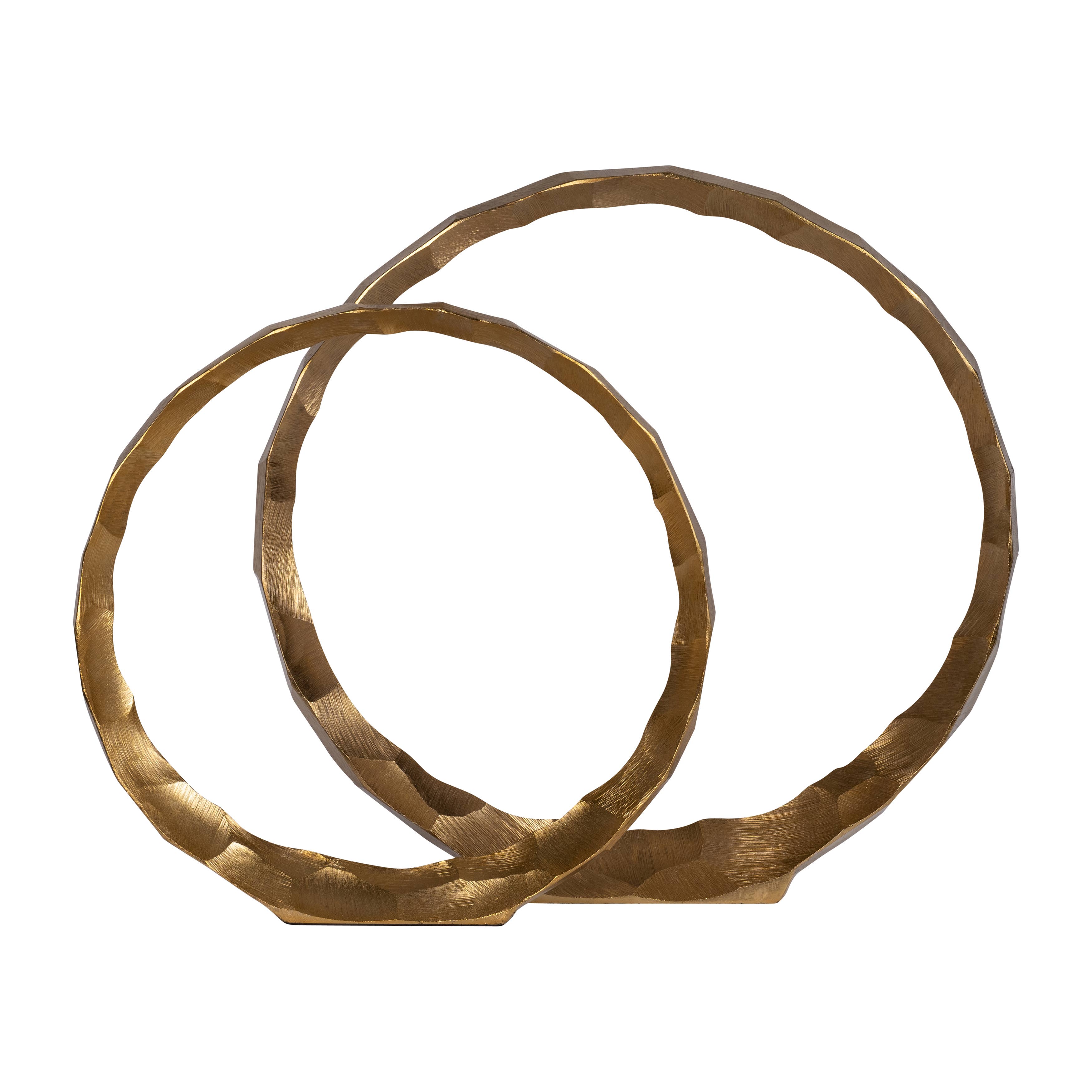 Decorative Rings - Gold Metal Hammered, 14/16 in.