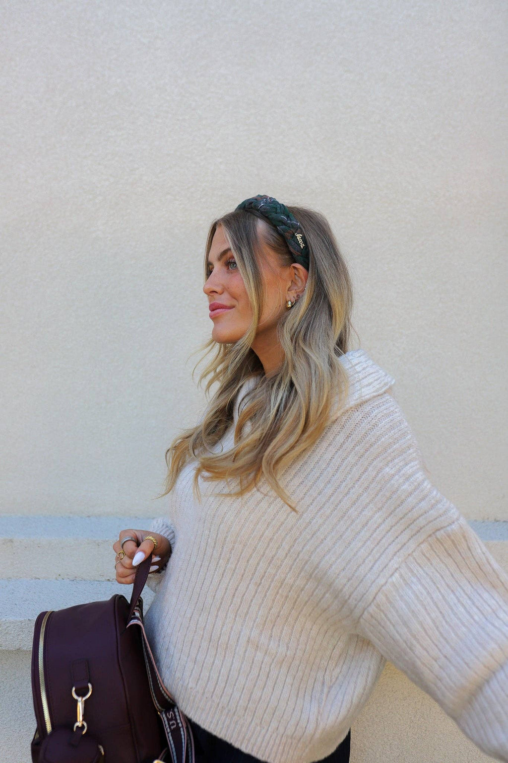 UNIVERSITY PLAID BRAIDED HEADBAND