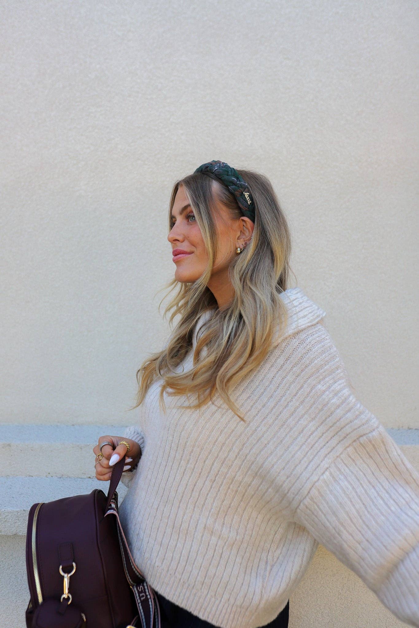 UNIVERSITY PLAID BRAIDED HEADBAND