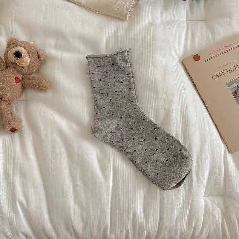 Ladies Polka Dot Knit Midi Sock