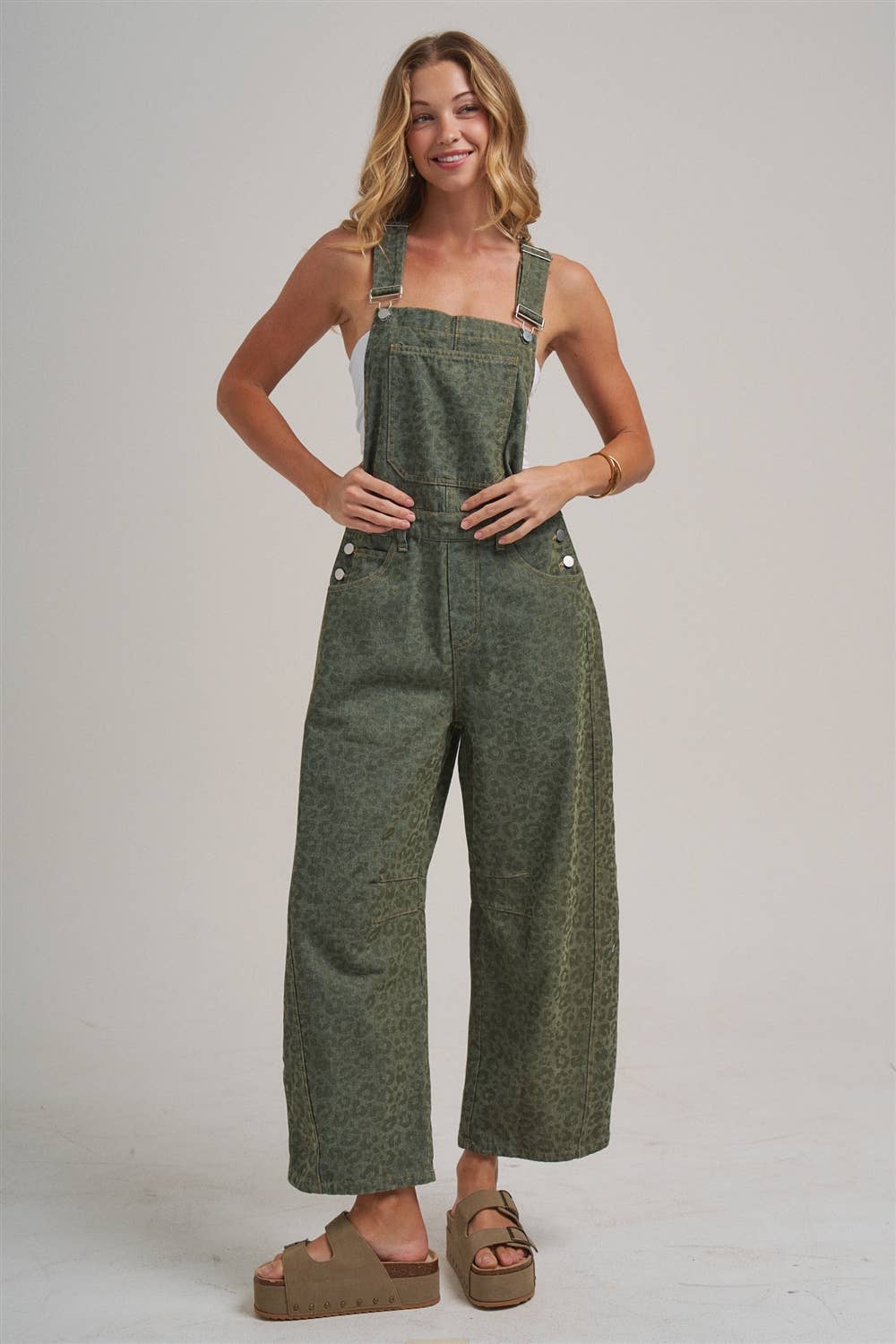VINTAGE LEOPARD OVERALL JUMPSUIT WITH BARREL LEG