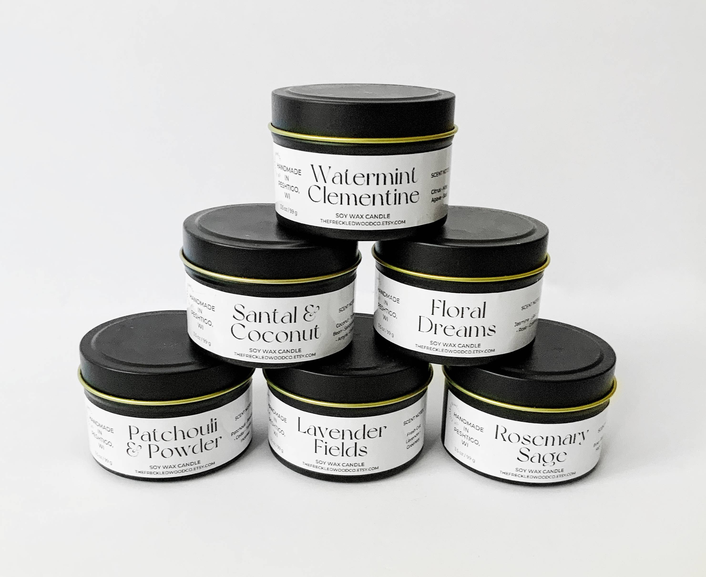 Soy Candles, Soy Wax Tin Candle, Travel size candle, 4 oz