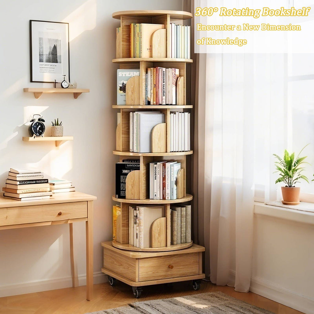 Rotating Bookshelf with Drawer