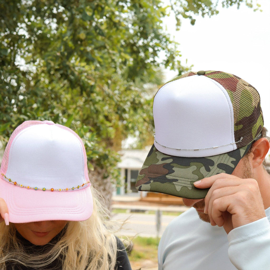 Trucker Hat Chain: Multi-Colored Daisy Chain