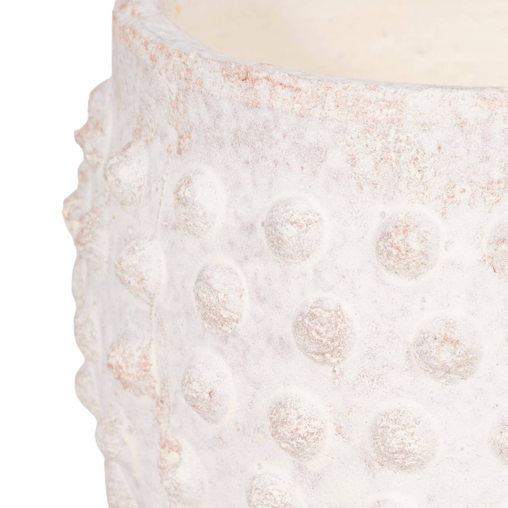 Planter - White Terracotta Round Bubble Rough Finish, 6 in.