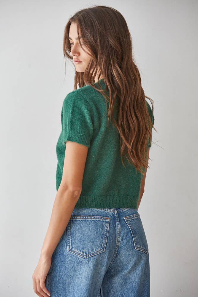 Knit Sweater Button Down Short Sleeve Cardigan Top