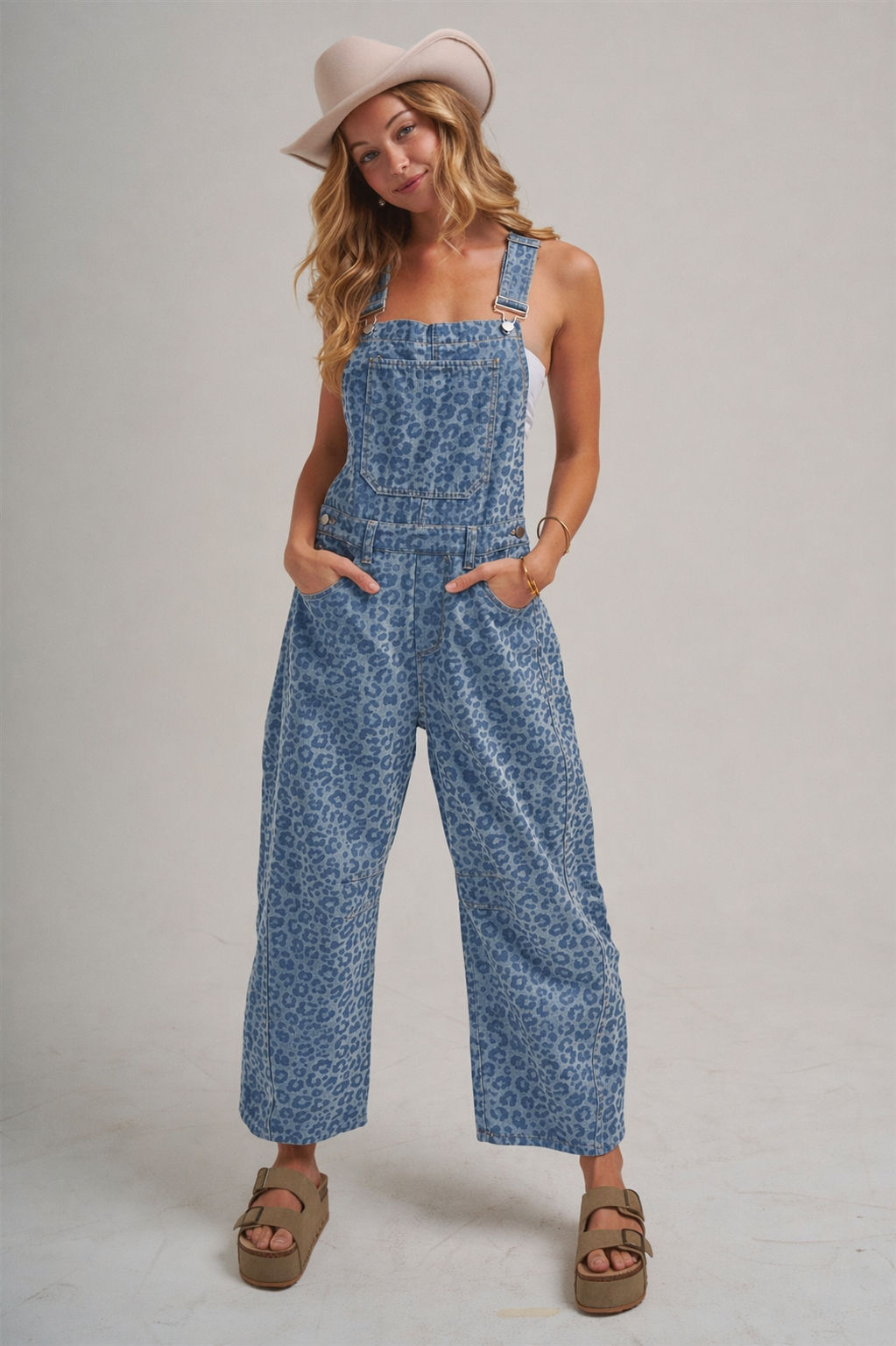 VINTAGE LEOPARD OVERALL JUMPSUIT WITH BARREL LEG