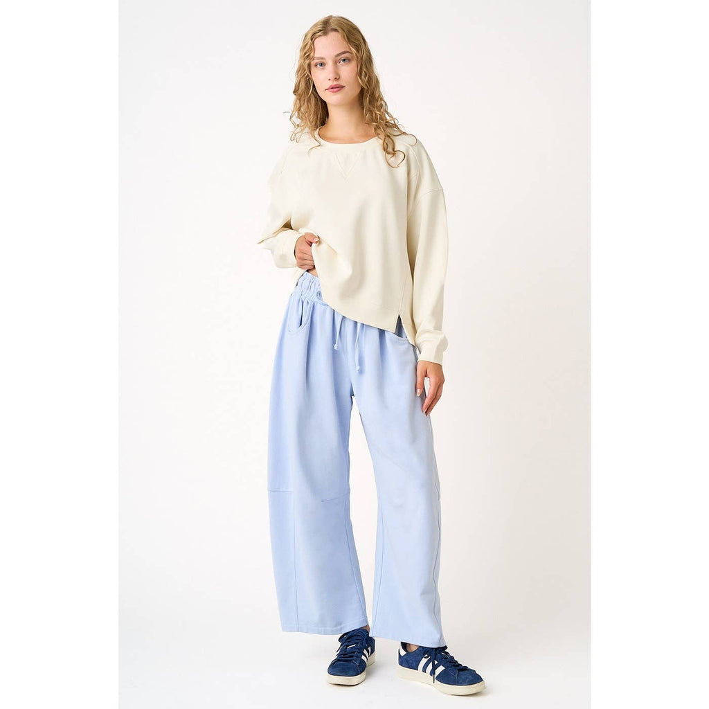 COTTON BARREL LEG PANTS