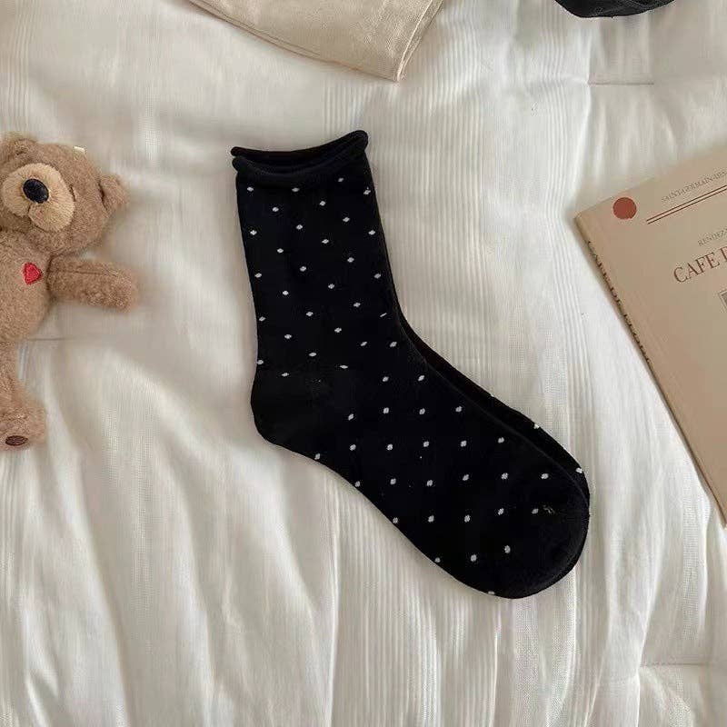 Ladies Polka Dot Knit Midi Sock