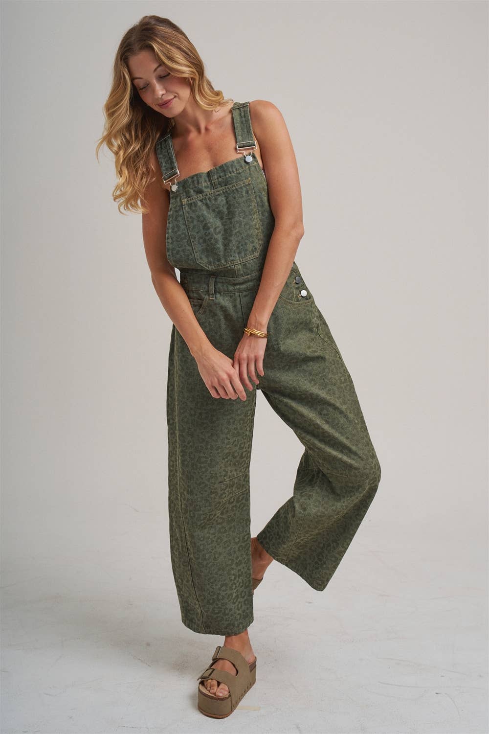 VINTAGE LEOPARD OVERALL JUMPSUIT WITH BARREL LEG