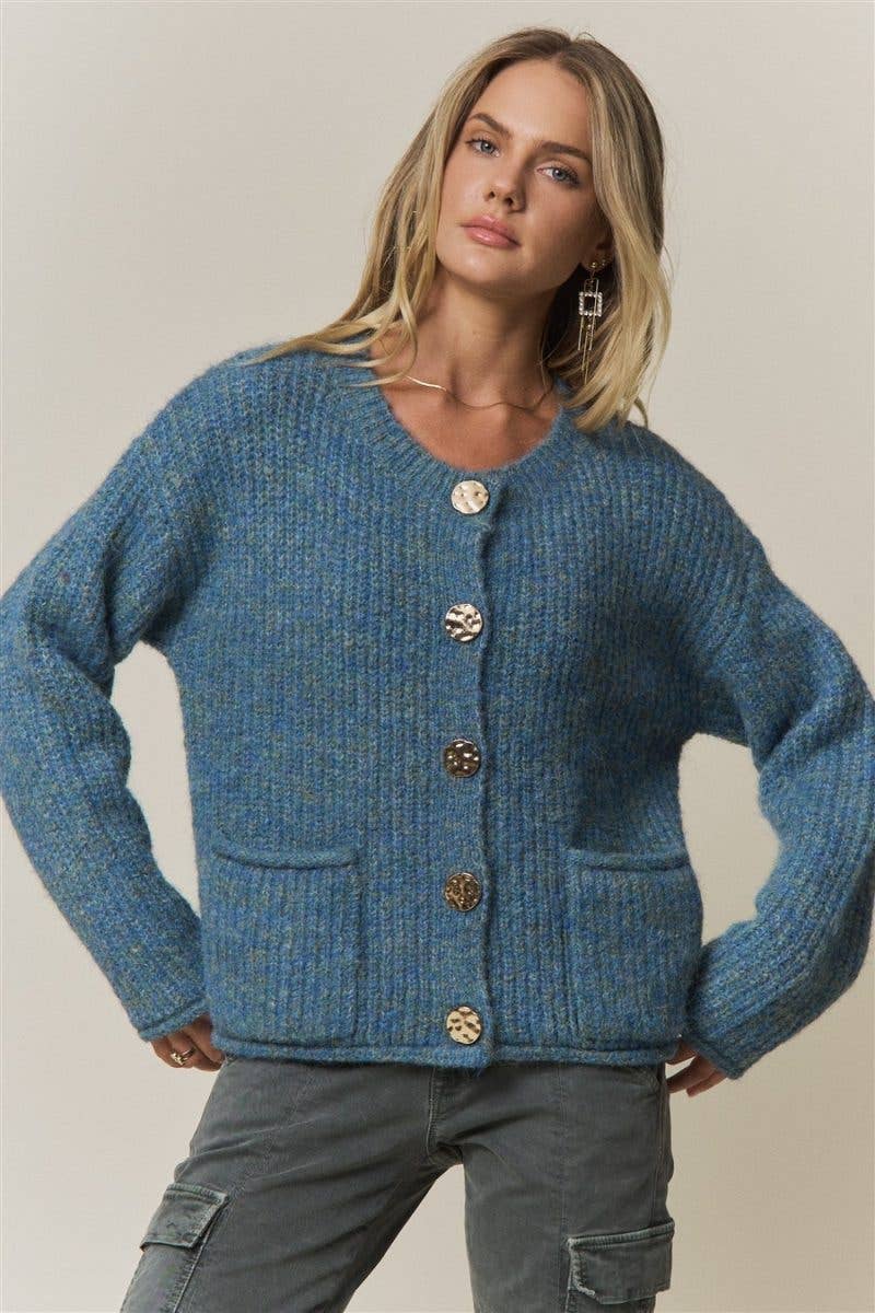 Gold Button Knit Cardigan