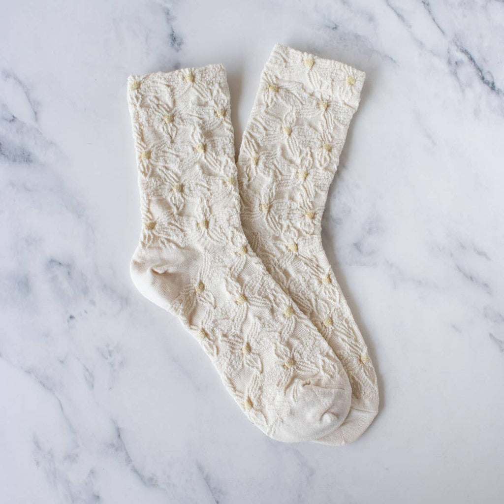 Engraving Flower Casual Socks