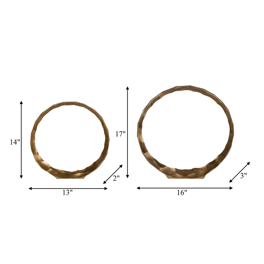 Decorative Rings - Gold Metal Hammered, 14/16 in.
