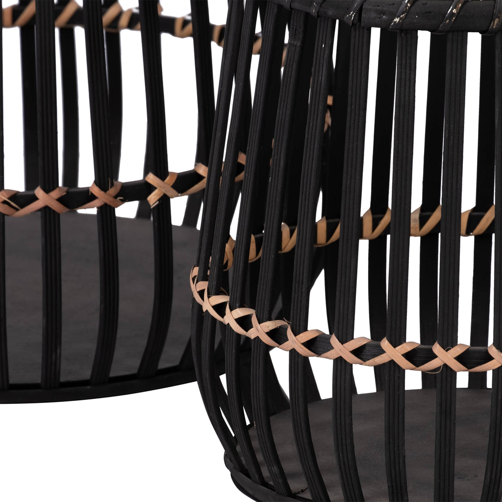 Planters - Black Bamboo Wood Footed, 10/14/17 in.