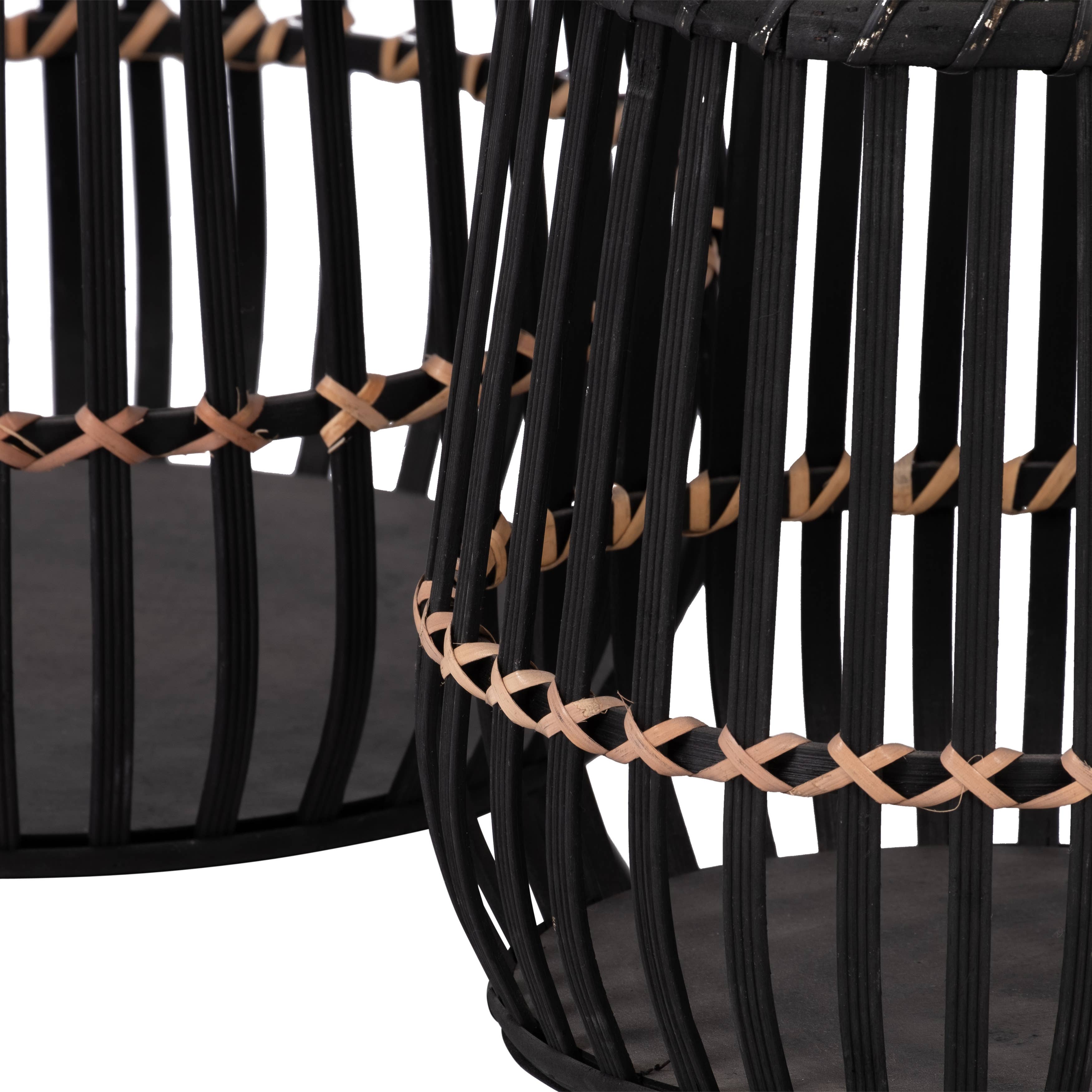 Planters - Black Bamboo Wood Footed, 10/14/17 in.
