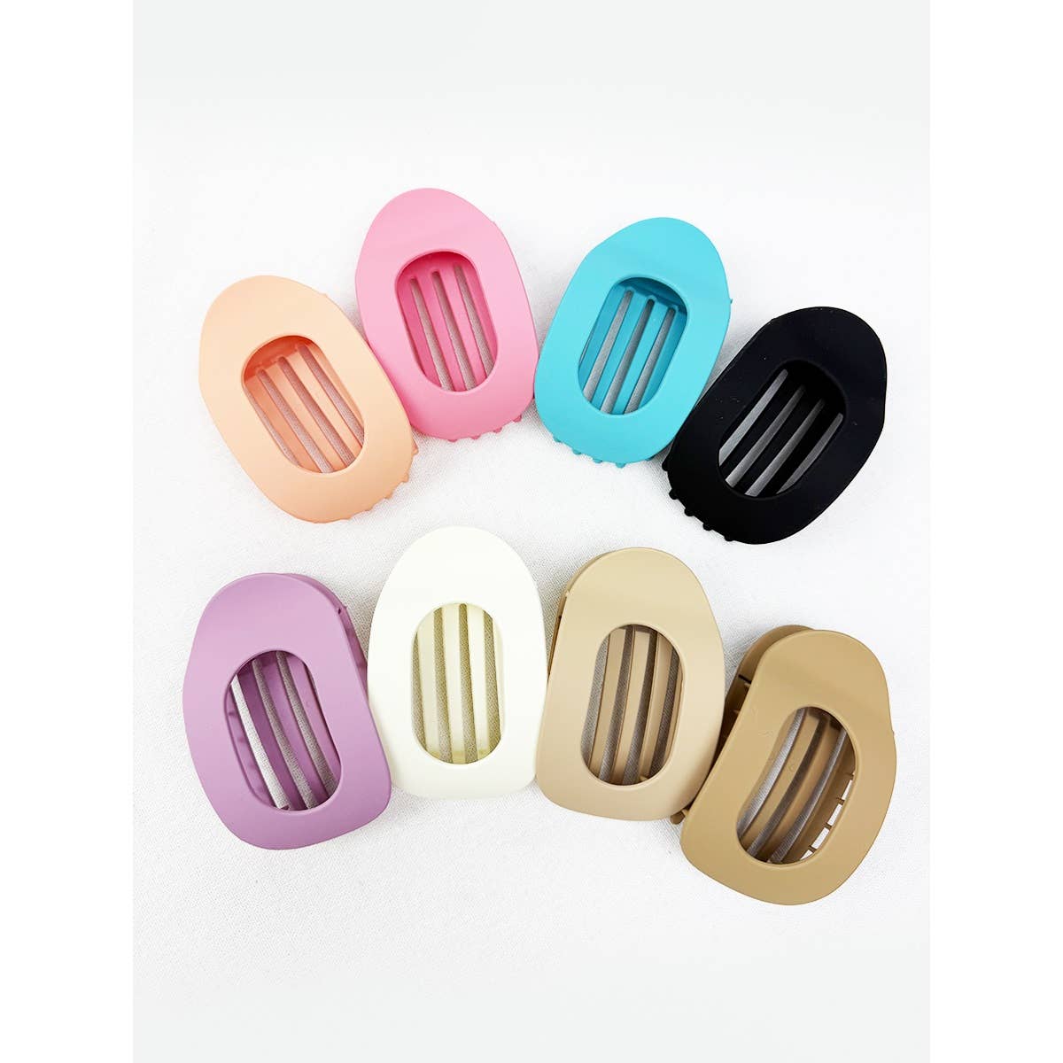 Matte Colors of Oval Shape Flat Hair Claw