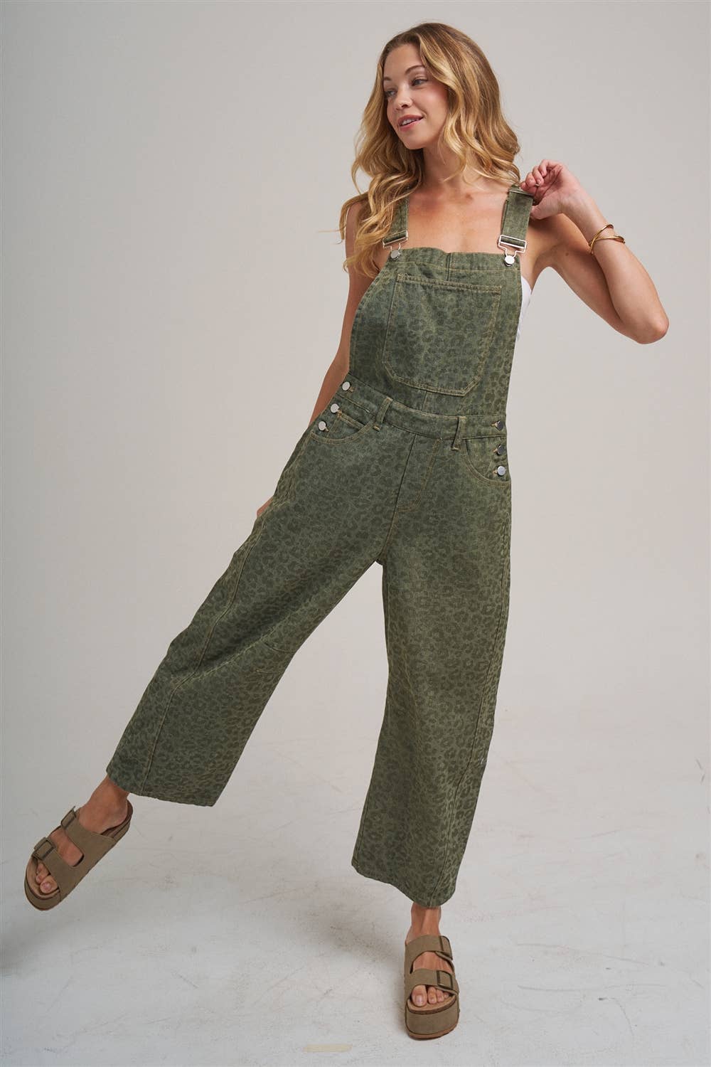 VINTAGE LEOPARD OVERALL JUMPSUIT WITH BARREL LEG