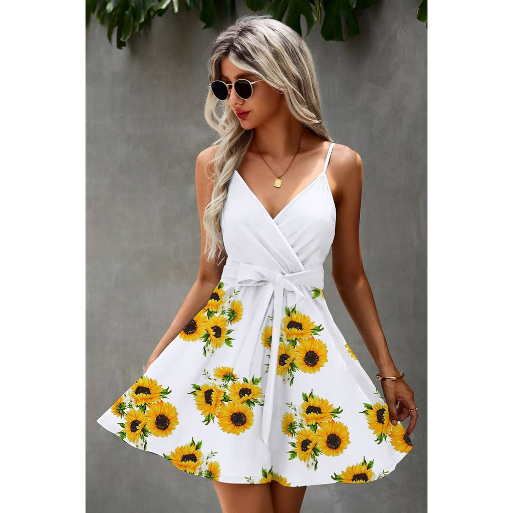Sleeveless Halter Polka Dot Ruffle Hem Dress