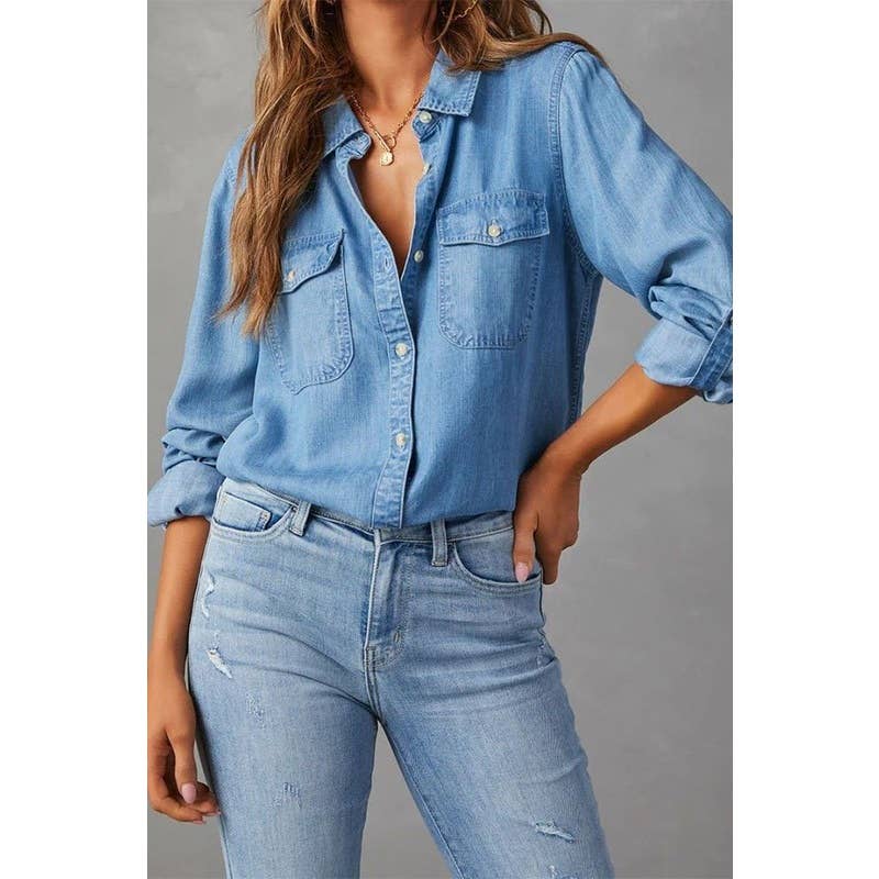 Collared Denim Shirt
